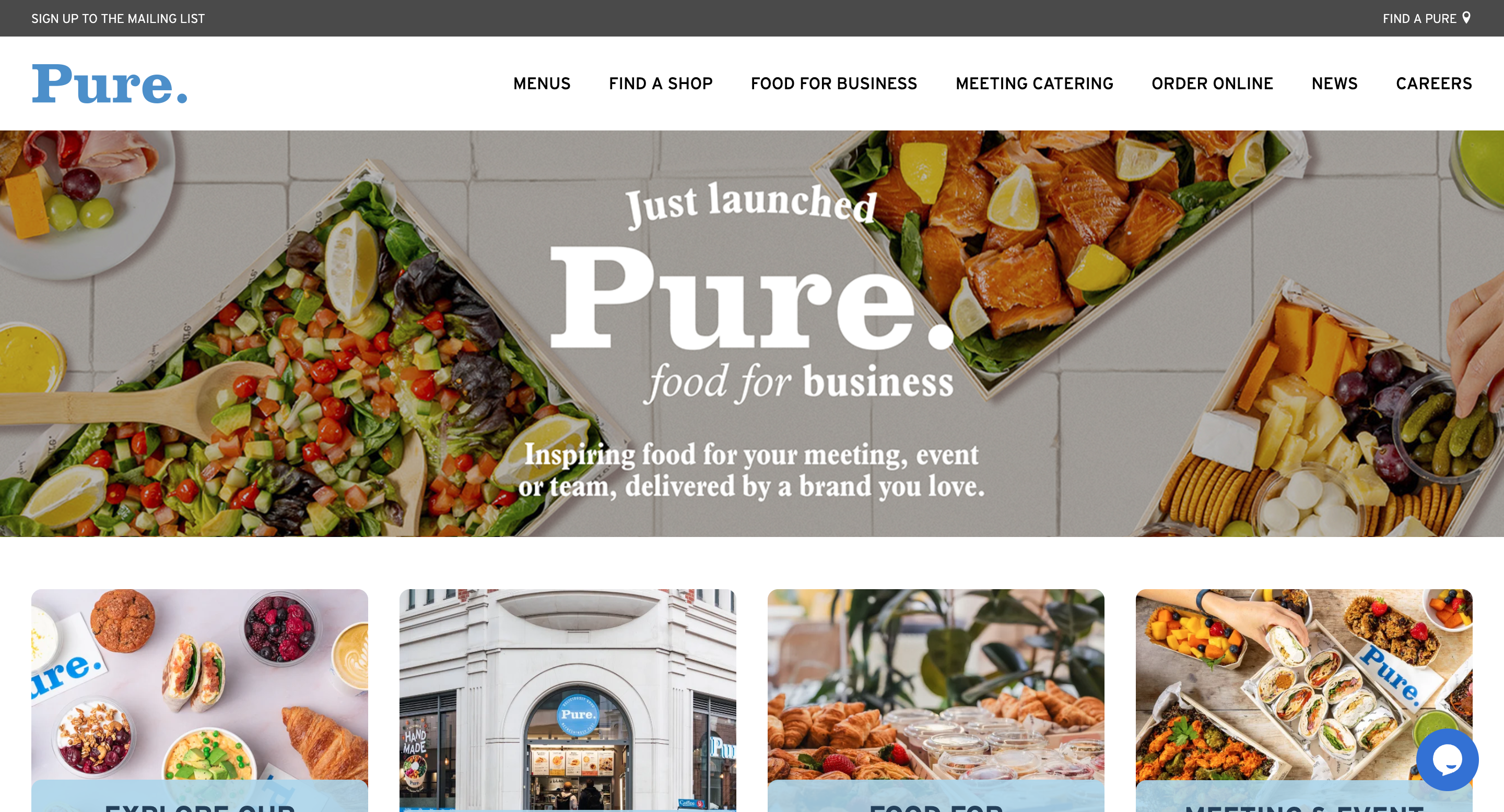 Pure website homepage