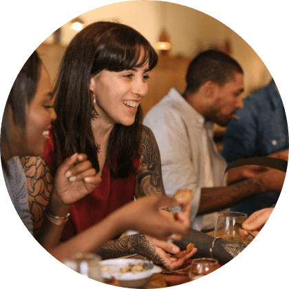 Women eating at a table